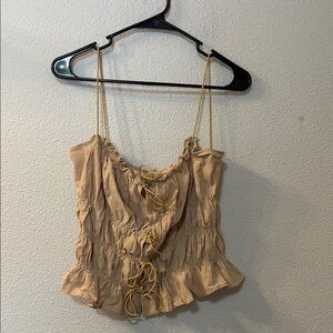 SHEIN Tan Ruched Tie Front Camisole